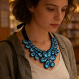Elegant Transparent Resin Multicolored Flowers Necklace