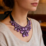 Elegant Transparent Resin Multicolored Flowers Necklace