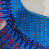 Blue Embroidered Rhinestone Colorful Necklace