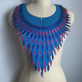 Blue Embroidered Rhinestone Colorful Necklace