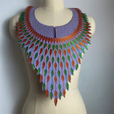 Purple Embroidered Rhinestone Colorful Necklace