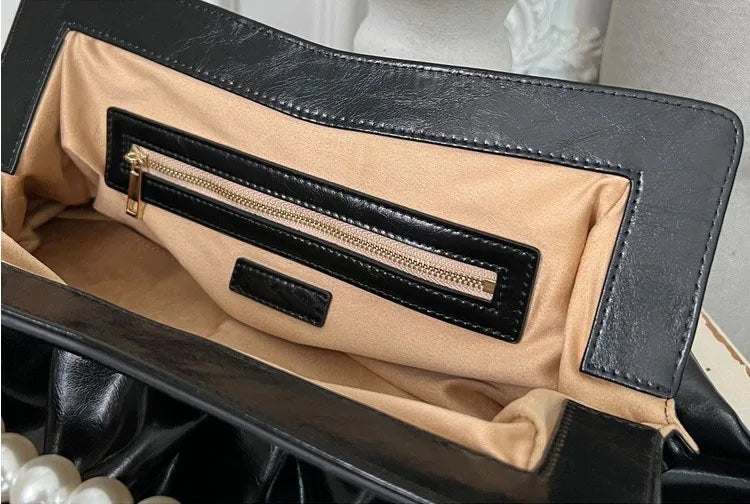 Compartment Envelope Clutches Pearl Handbag