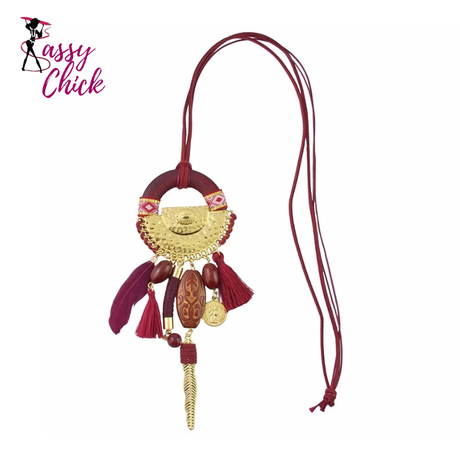 Ethnic Bohemian Gypsy Thread Long Tassel Necklaces Sassy Chick Logo