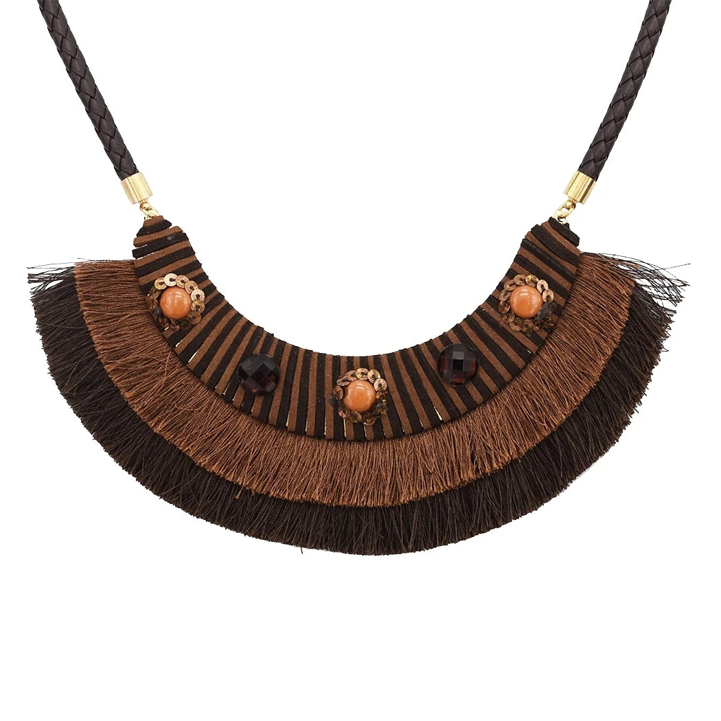 Ethnic Bohemian Gypsy Thread Long Tassel Necklaces