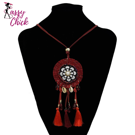 Ethnic Bohemian Gypsy Thread Long Tassel Necklaces Sassy Chick Logo