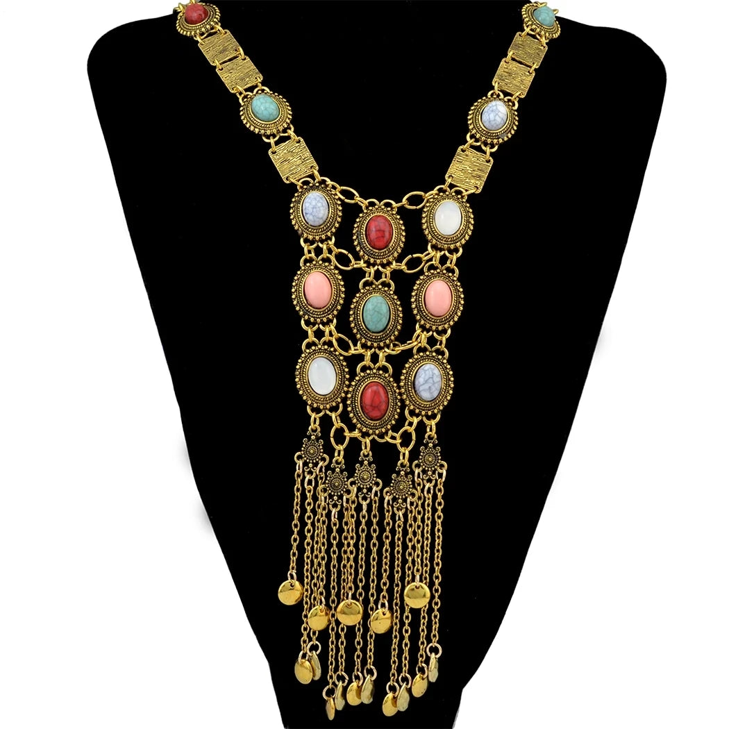 Ethnic Bohemian Gypsy Thread Long Tassel Necklaces