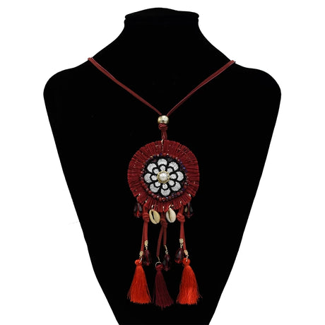 Brown Ethnic Bohemian Gypsy Thread Long Tassel Necklaces