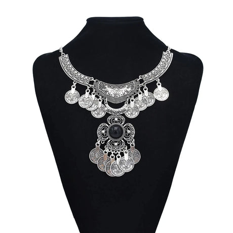 Silver Ethnic Bohemian Gypsy Thread Long Tassel Necklaces