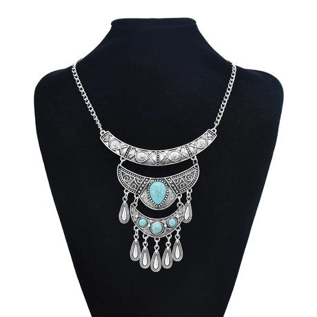 Silver Ethnic Bohemian Gypsy Thread Long Tassel Necklaces
