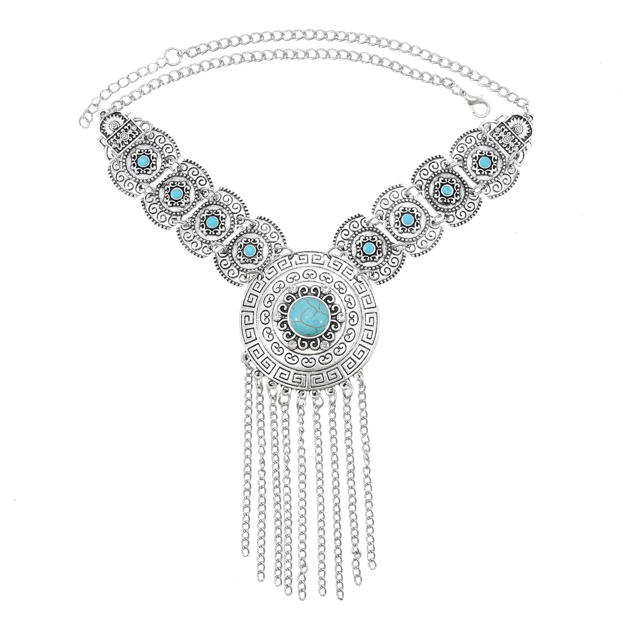 Silver Ethnic Bohemian Gypsy Thread Long Tassel Necklaces