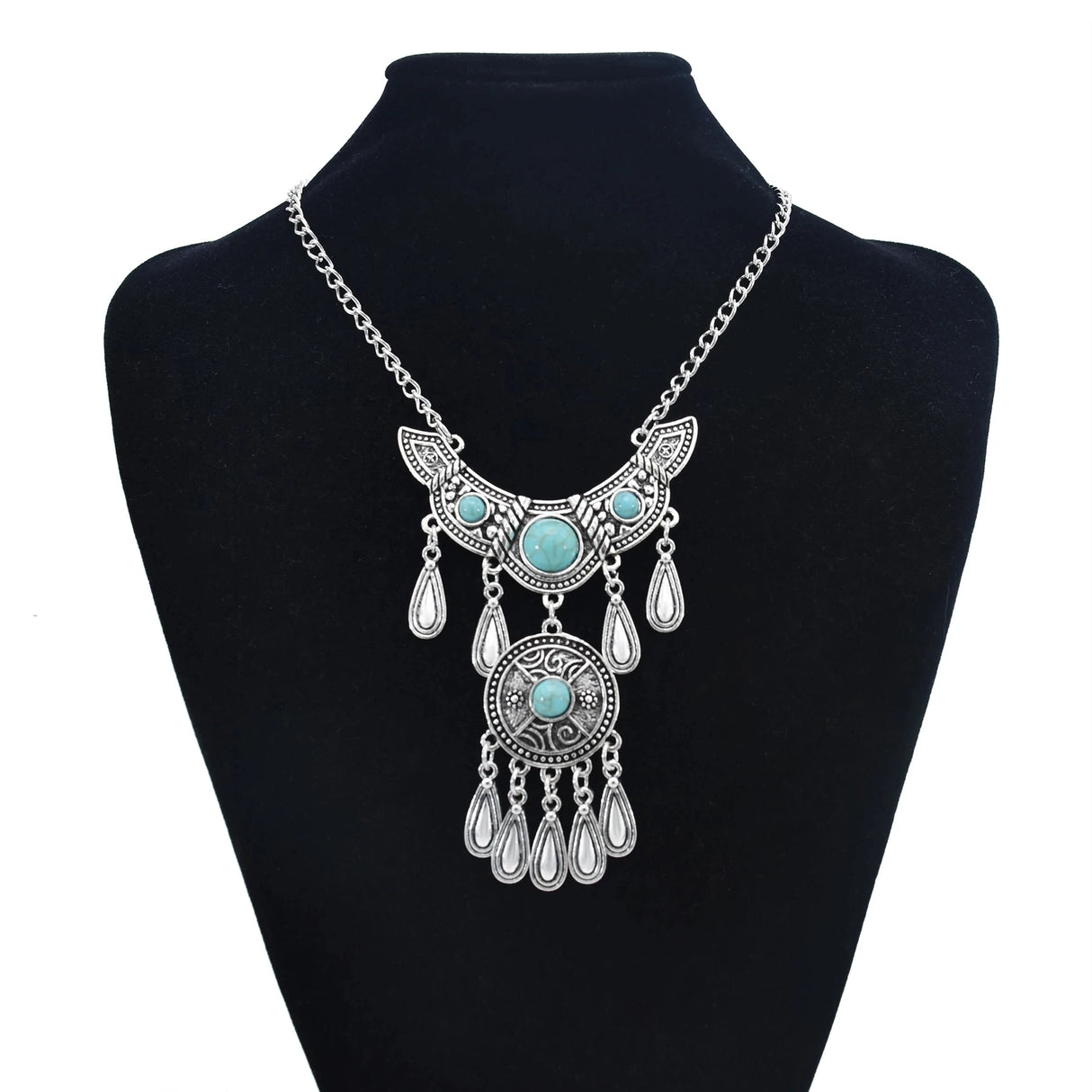 Silver Ethnic Bohemian Gypsy Thread Long Tassel Necklaces