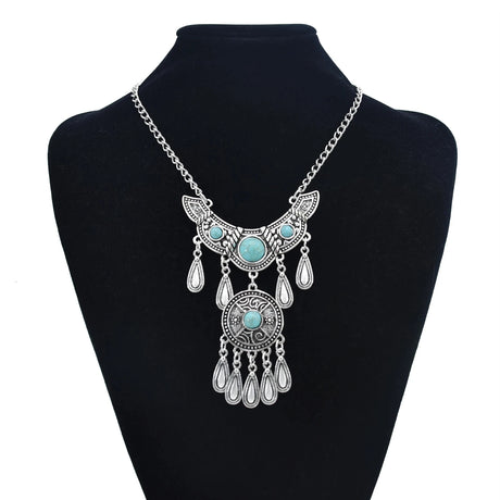 Silver Ethnic Bohemian Gypsy Thread Long Tassel Necklaces