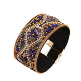 Purple Ethnic Style Bohemian Rhinestone Acrylic Beads Bracelet