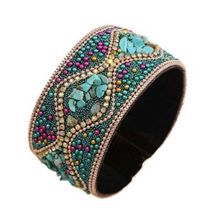 Blue Ethnic Style Bohemian Rhinestone Acrylic Beads Bracelet