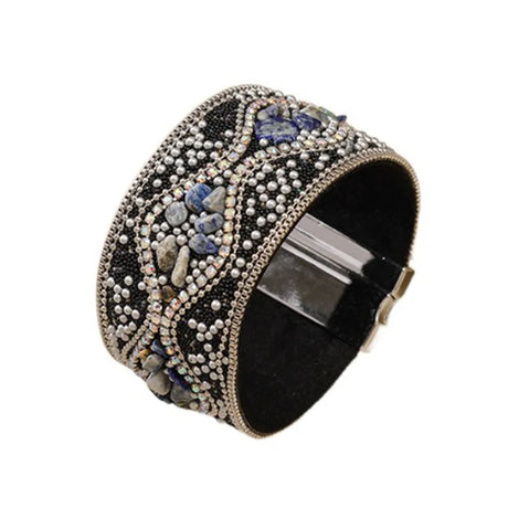 Black Ethnic Style Bohemian Rhinestone Acrylic Beads Bracelet