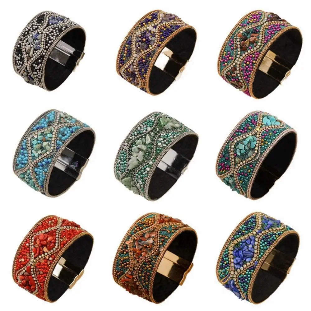 Collection of Ethnic Style Bohemian Rhinestone Acrylic Beads Bracelet