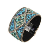 Blue Ethnic Style Bohemian Rhinestone Acrylic Beads Bracelet
