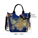 peacock embroidery size handbag