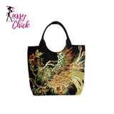 peacock embroidery handbag sassy chick logo