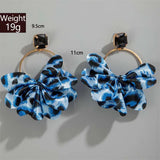 Size of Exaggerated Black Crystal Geometric Circle Petal Pendant Earring
