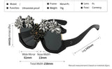 Size of Exaggerated Luxury Statement Floral Rhinestone Sunglasses