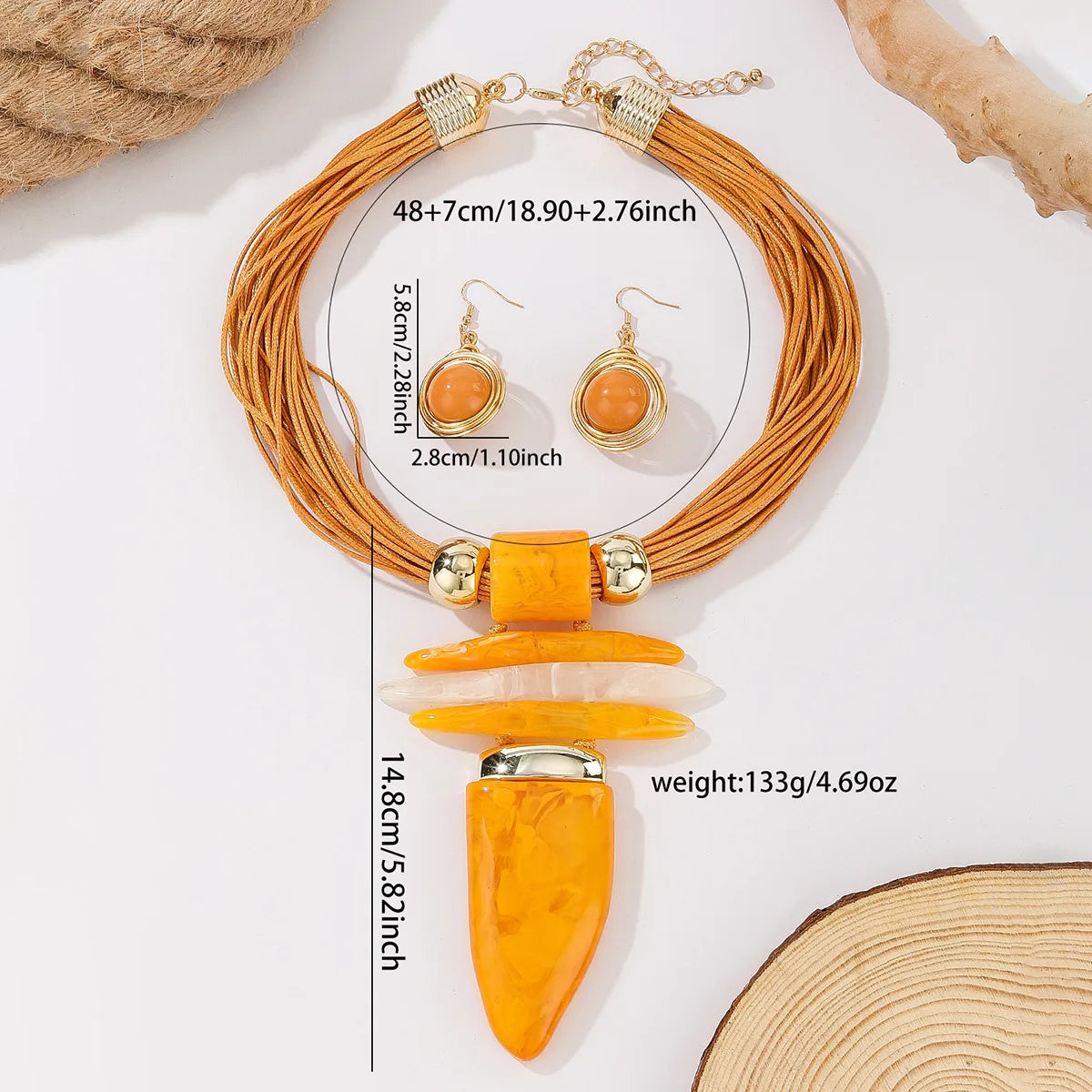 Size of Exaggerated Resin Horn Pendant  Bohemian Ethnic Jewelry