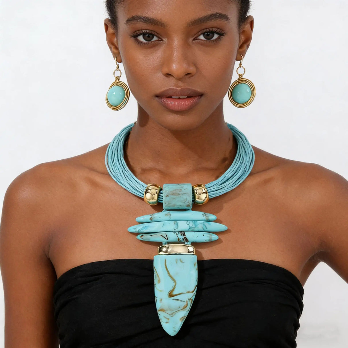 Exaggerated Resin Horn Pendant  Bohemian Ethnic Jewelry