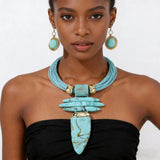 Exaggerated Resin Horn Pendant  Bohemian Ethnic Jewelry