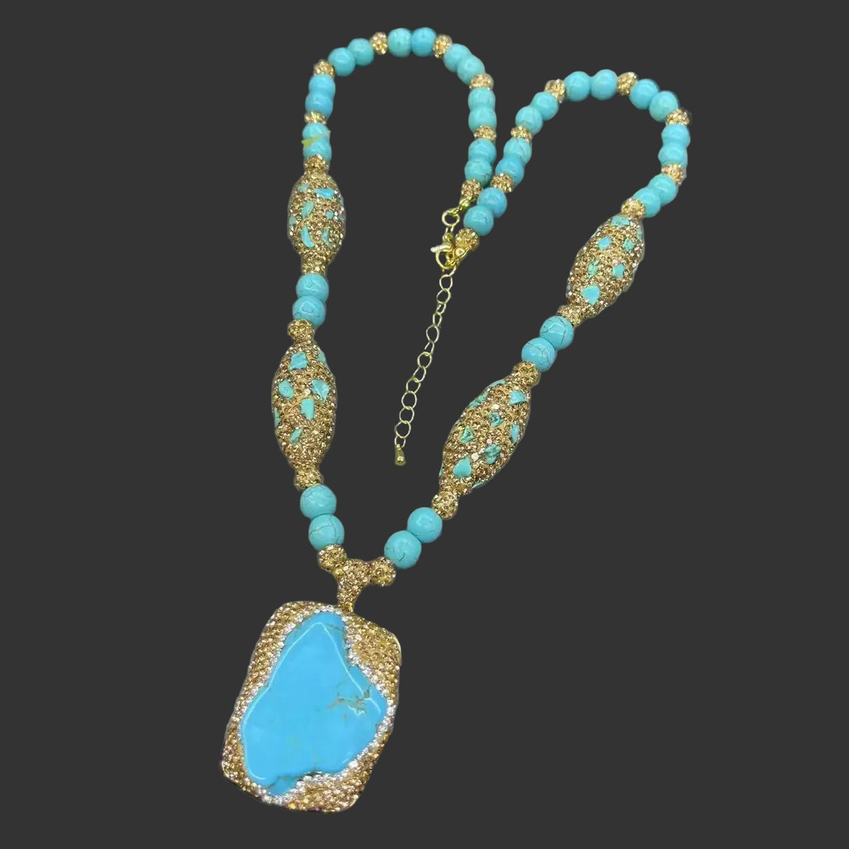 Exaggerated Square Turquoise Natural Stone Jewelry