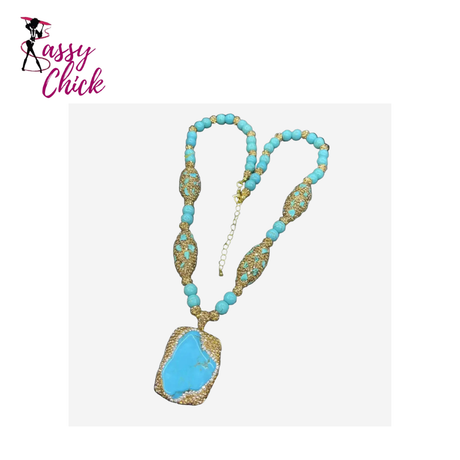 Exaggerated Square Turquoise Natural Stone Jewelry Sassy Chick Logo