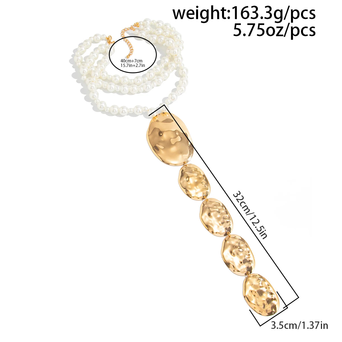 Size of Exaggeration Irregular Big Ellipse Pendant Necklace