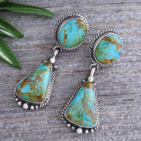 Exquisite Inlaid Imitation Turquoise Geometric Jewelry