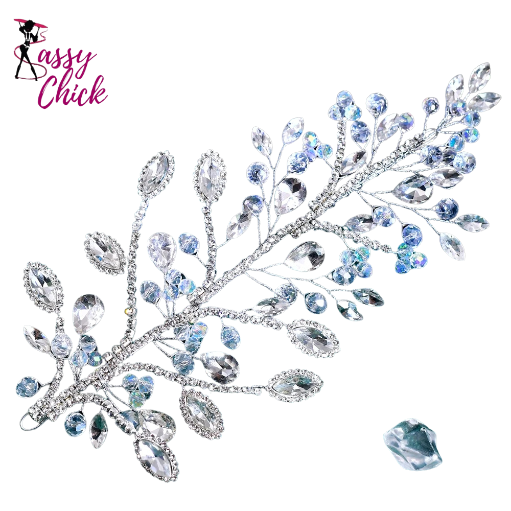 Exquisite Rhinestone Bride Crystal Hair Ornament Banquet Sassy Chick Logo