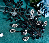 Black Exquisite Rhinestone Bride Crystal Hair Ornament Banquet