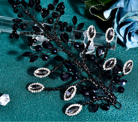 Black Exquisite Rhinestone Bride Crystal Hair Ornament Banquet