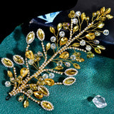 Gold Exquisite Rhinestone Bride Crystal Hair Ornament Banquet