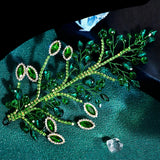 Green Exquisite Rhinestone Bride Crystal Hair Ornament Banquet