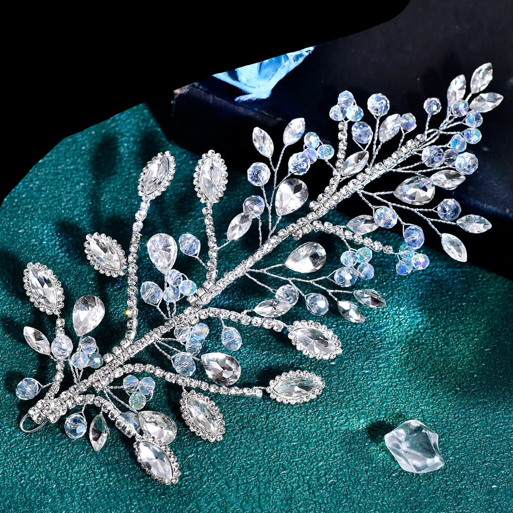 Silver Exquisite Rhinestone Bride Crystal Hair Ornament Banquet