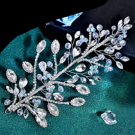 Silver Exquisite Rhinestone Bride Crystal Hair Ornament Banquet