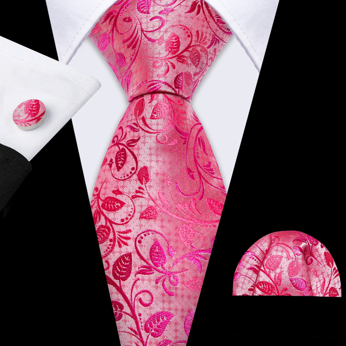 Exquisite Rust Red Silk Men Ties For  Designer pink necktie set 