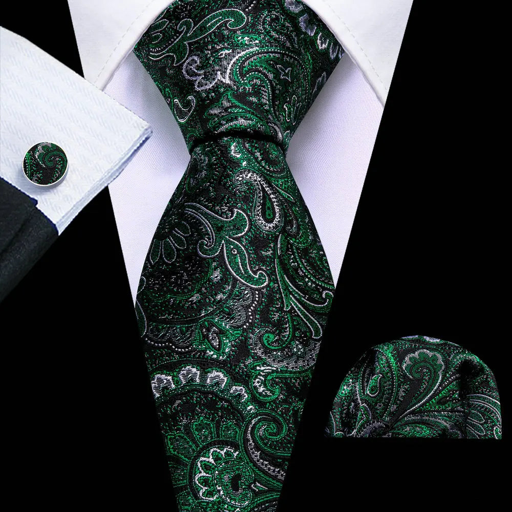 Exquisite Rust Red Silk Men Ties For  Designer green necktie set 