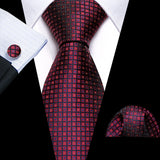 Exquisite Rust Red Silk Men Ties For  Designer dark red necktie set 