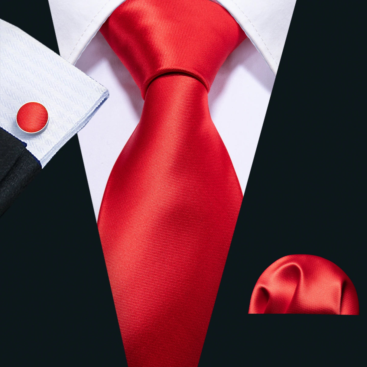 Exquisite Rust Red Silk Men Ties For  Designer red  necktie set 