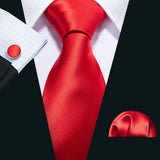 Exquisite Rust Red Silk Men Ties For  Designer red  necktie set 