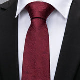 Exquisite Rust Red Silk Men Ties For  Designer dark red necktie 