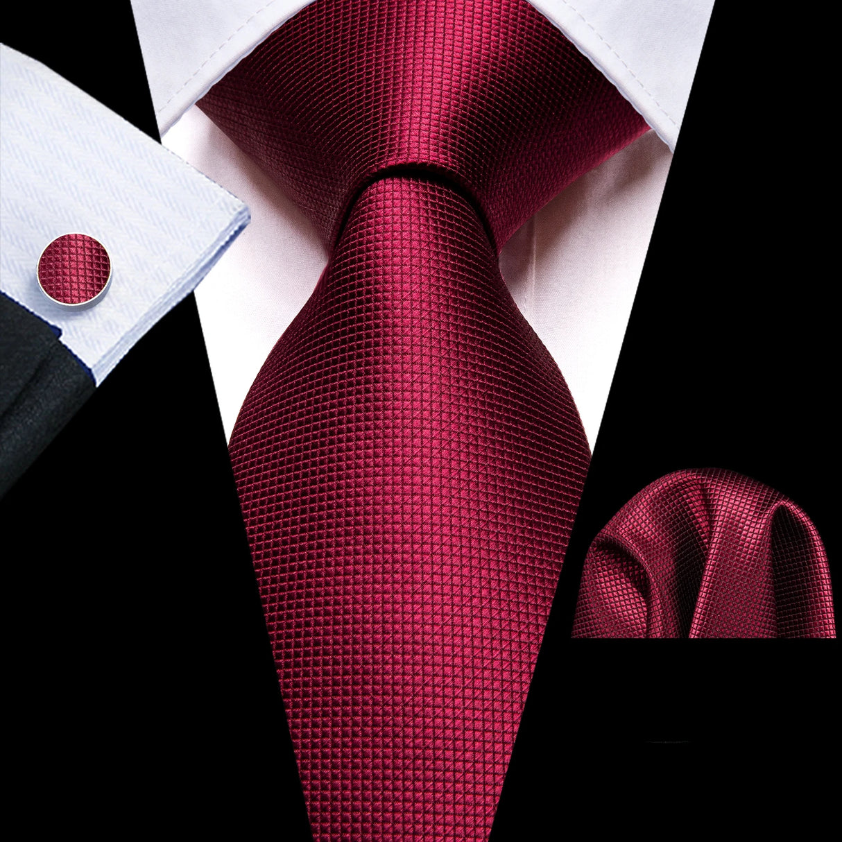 Exquisite Rust Red Silk Men Ties For  Designer red  necktie set 