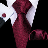 Exquisite Rust Red Silk Men Ties For  Designer dark red necktie set 