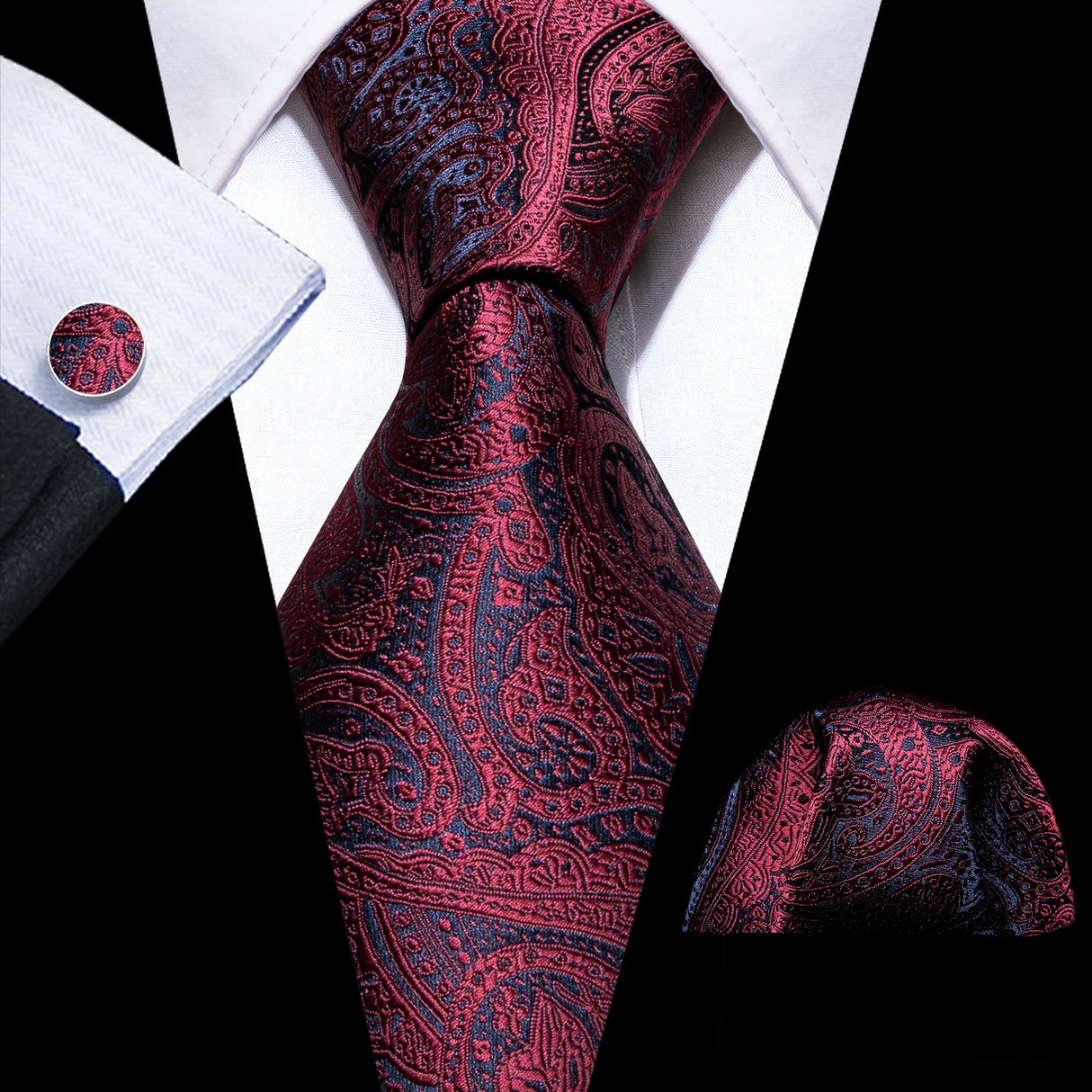 Exquisite Rust Red Silk Men Ties For  Designer red purple necktie set 