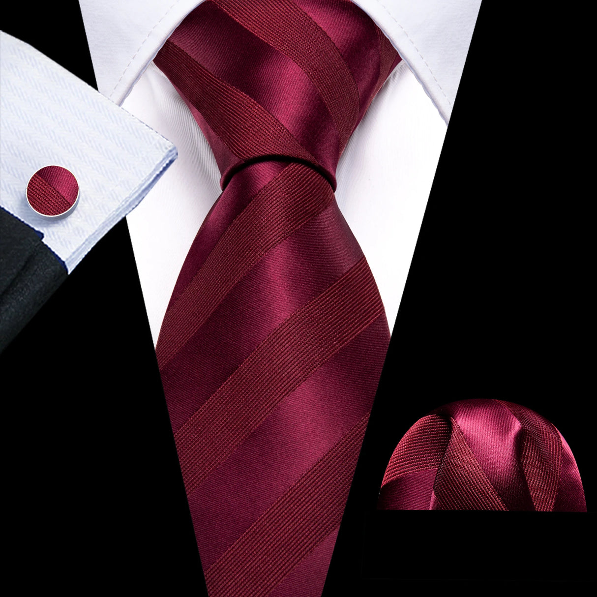 Exquisite Rust Red Silk Men Ties For  Designer wine red necktie set 