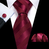 Exquisite Rust Red Silk Men Ties For  Designer wine red necktie set 